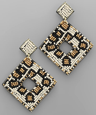 Beaded Diamond Pattern Earrings