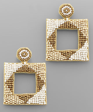 Beaded Square Earrings