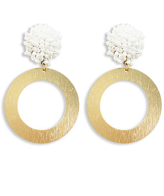 Circle Pom Pom Earrings