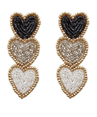 3 Beaded Heart Earrings