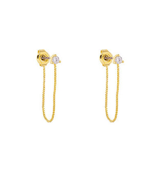 CZ Stud & Chain Dangle Earrings