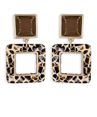 Acetate Square Hollow Earrings