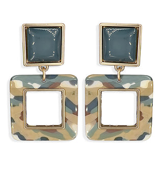 Acetate Square Hollow Earrings