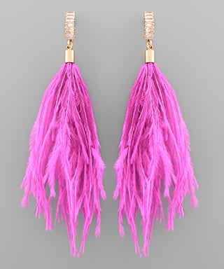 Pave Crystal And Feather Earrings