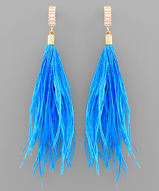 Pave Crystal And Feather Earrings