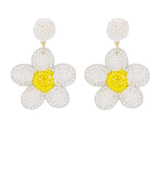 Seed Bead Flower Dangle Earrings