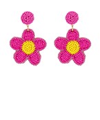 Seed Bead Flower Dangle Earrings