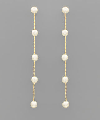 5 Pearl Chain Long Drop Earrings