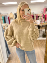 Load image into Gallery viewer, Taupe To Bottom Bubble Sleeve Sweater
