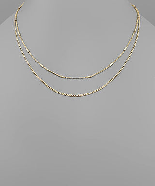 Brass 2 Row Layered Necklace