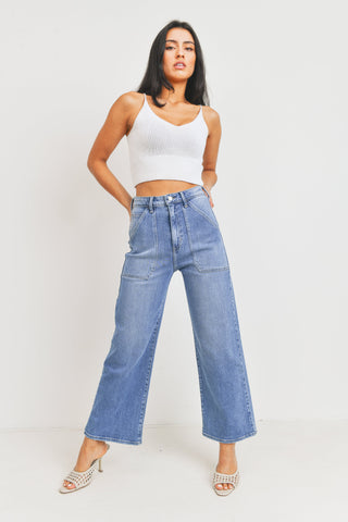 Just Black The Patch Pocket Wide Leg Jeans