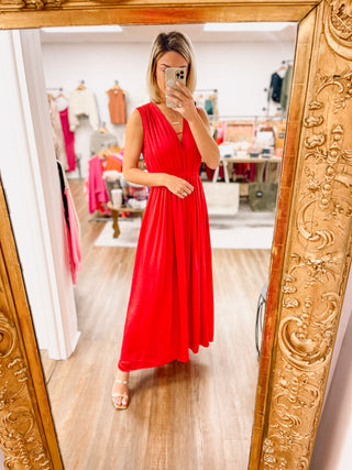 Day Of The Red Satin Maxi Dress